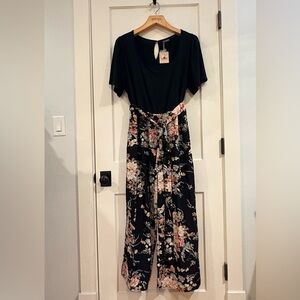 BloomChic Black and Floral Jumpsuit